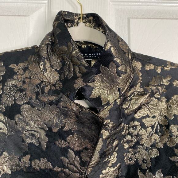 BRYN WALKER Black & Gold Floral Tapestry Benedict Jacket Size Small $228 Brocade - Picture 6 of 9